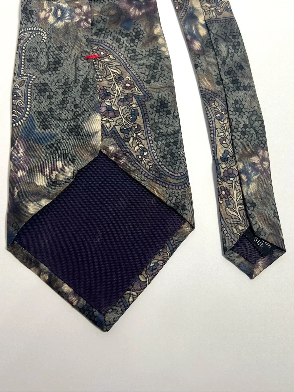 Peter Thomas by Superba Men’s 100% Silk Tie Paisley Floral Gray Blue Purple
